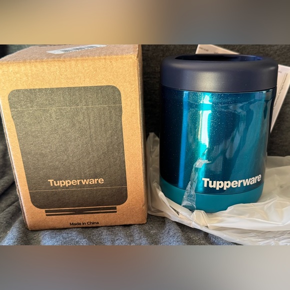 Tupperware thermos Teal Insulated Food Jar 8oz 235ml glittery new - Picture 1 of 6